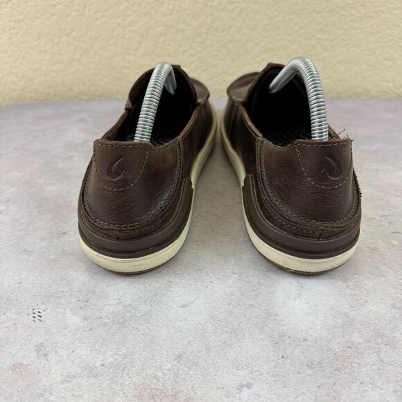 Olukai Kakaha Shoes Mens Size 9.5 Brown Leather Slip On Casual Loafers Read - Picture 3 of 13